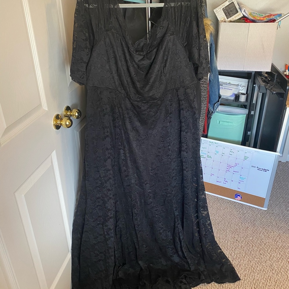 Floor length gown with lace train